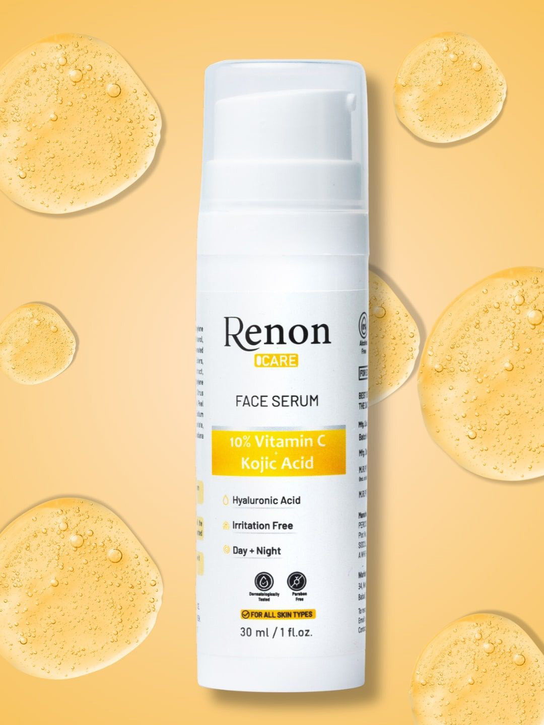 Renon 10% Vitamin C Face Serum With Kojic Acid & Hyaluronic Acid - 30 ml