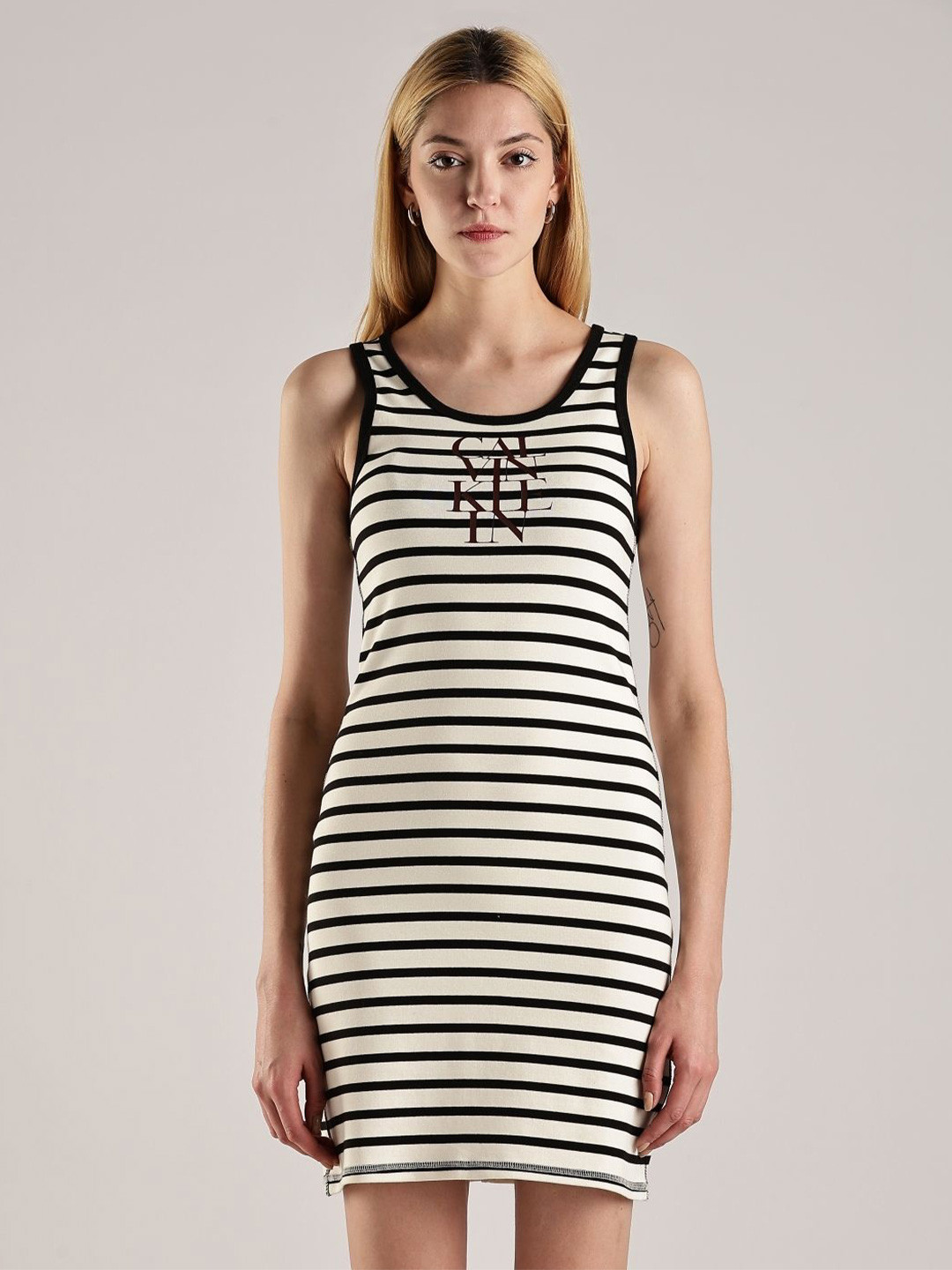 Calvin Klein Jeans Women Striped A-Line Mini Dress