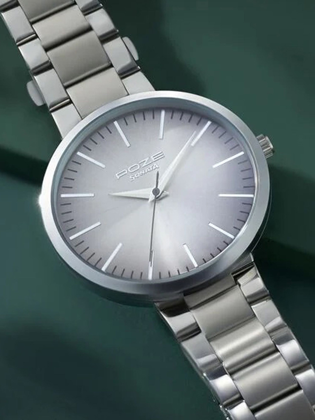 Sonata Poze Quartz Analog Dial Metal Strap Watch for Men - SP70026SM01W