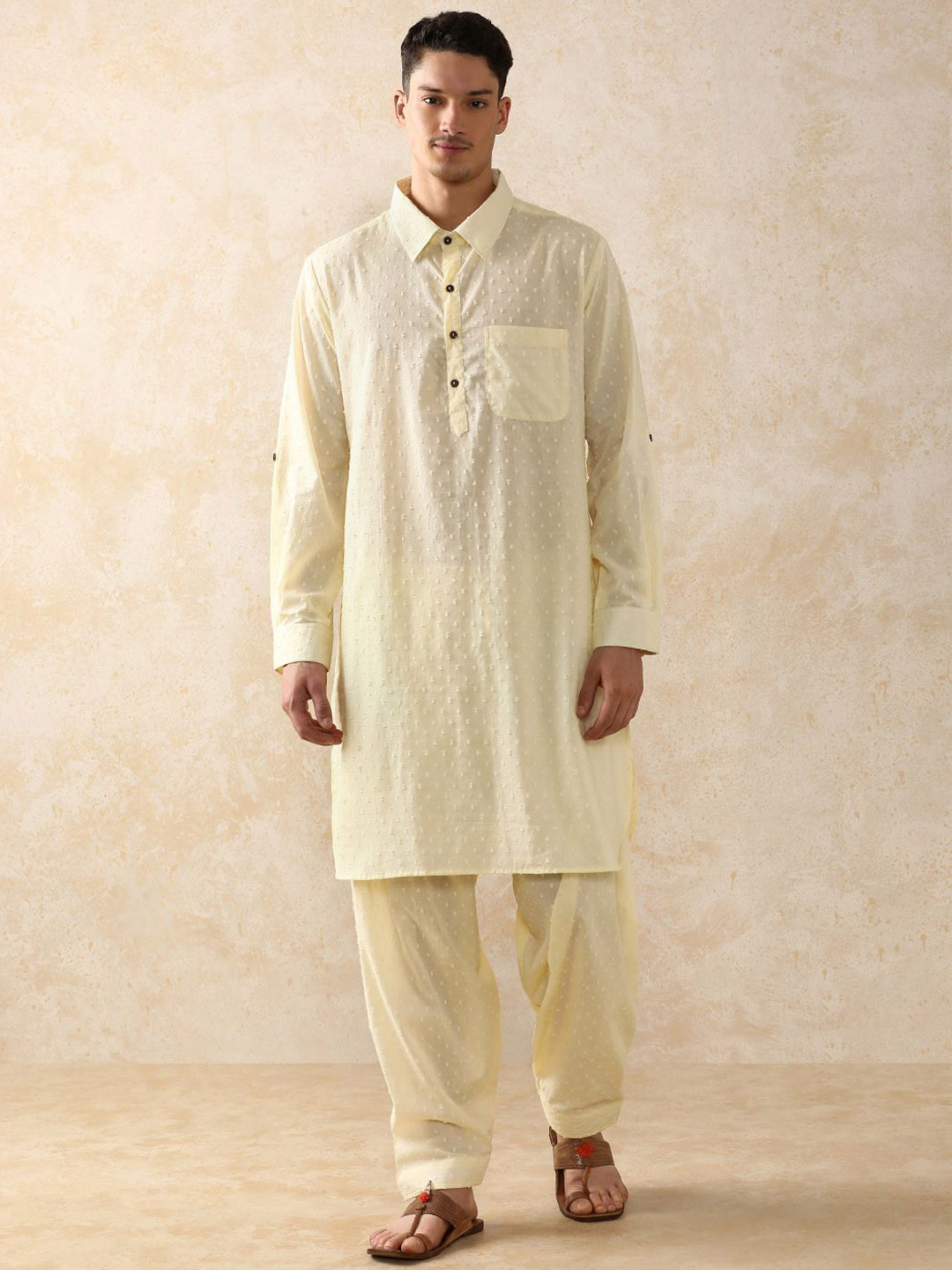 Moara Pathani Textured Pure Cotton Kurta with Dhoti Pants