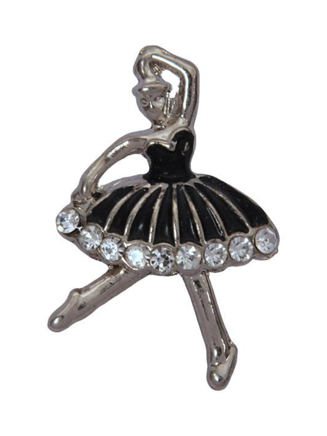 Curren Men Silver Plated Zircon Studded Ballerina Dancer Brooch