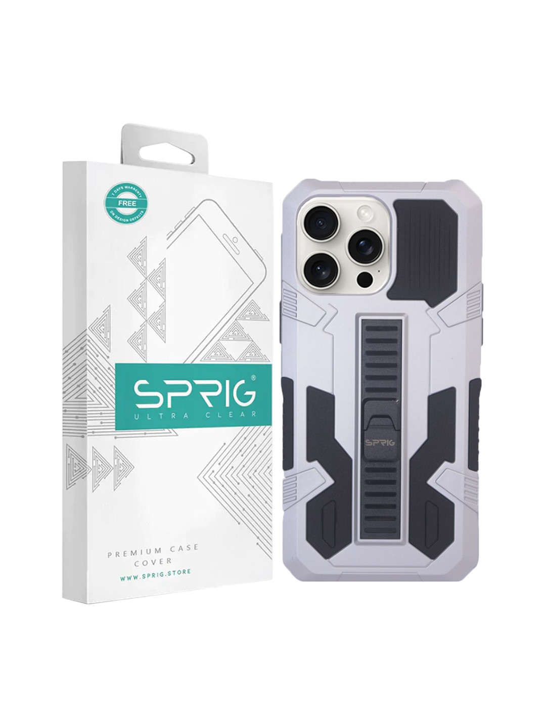 SPRIG iPhone 15 Pro Max Armor Case with Stand Back Cover