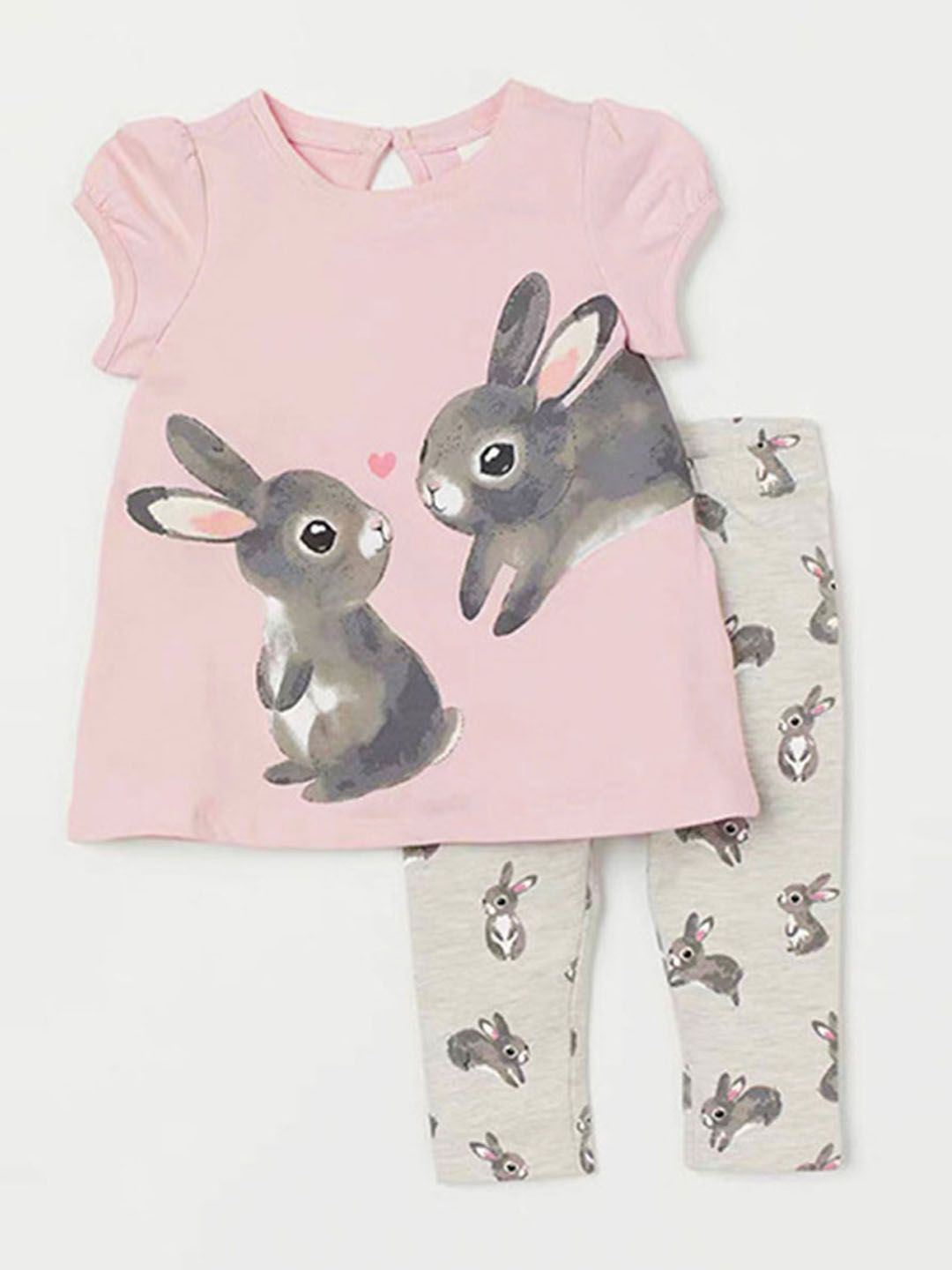 INCLUD Girls Rabbit Graphic Printed Top with Leggings