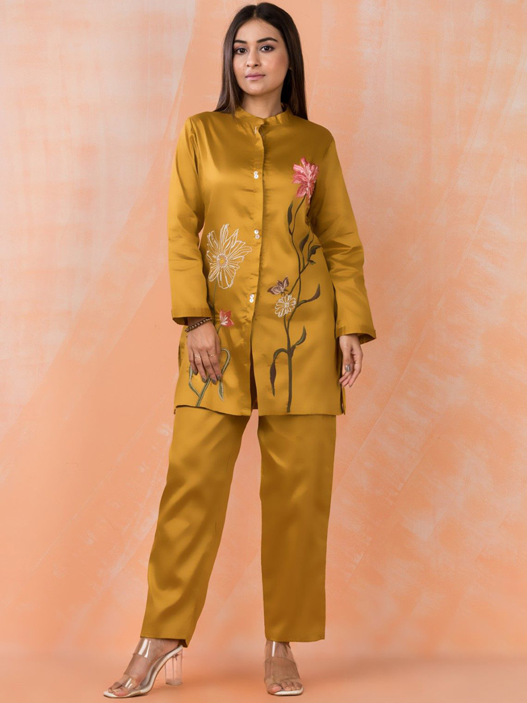AUTUMN LANE Sabhya Marigold Embroidery Tunic With Palazzo Co-Ords