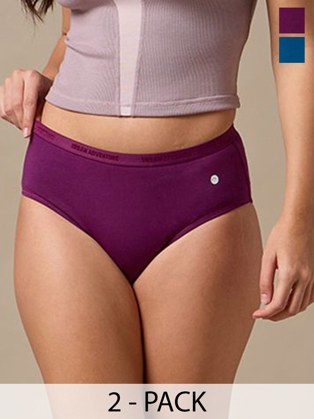 URBAN ADVENTURE Pack Of 2 4-Way Stretch Hipster Briefs 2UAW-002(WINE-LAGOON)