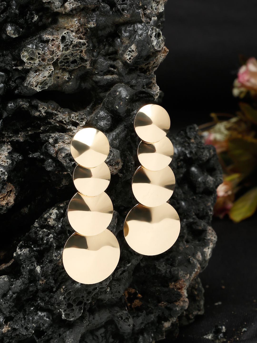 Stoln Gold Plated Circular Shaped Drop Earrings