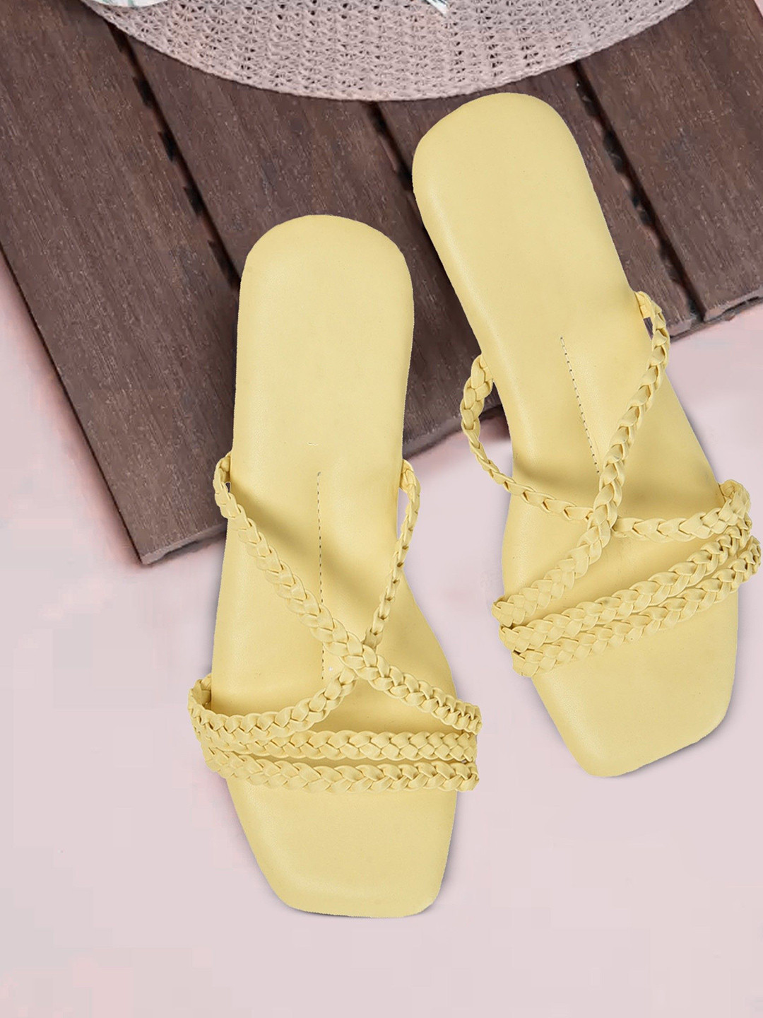 STICY Women Solid Square Toe Open Toe Flats
