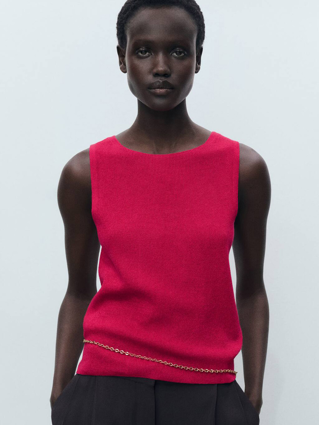 MANGO Rib Knit Sleeveless Top