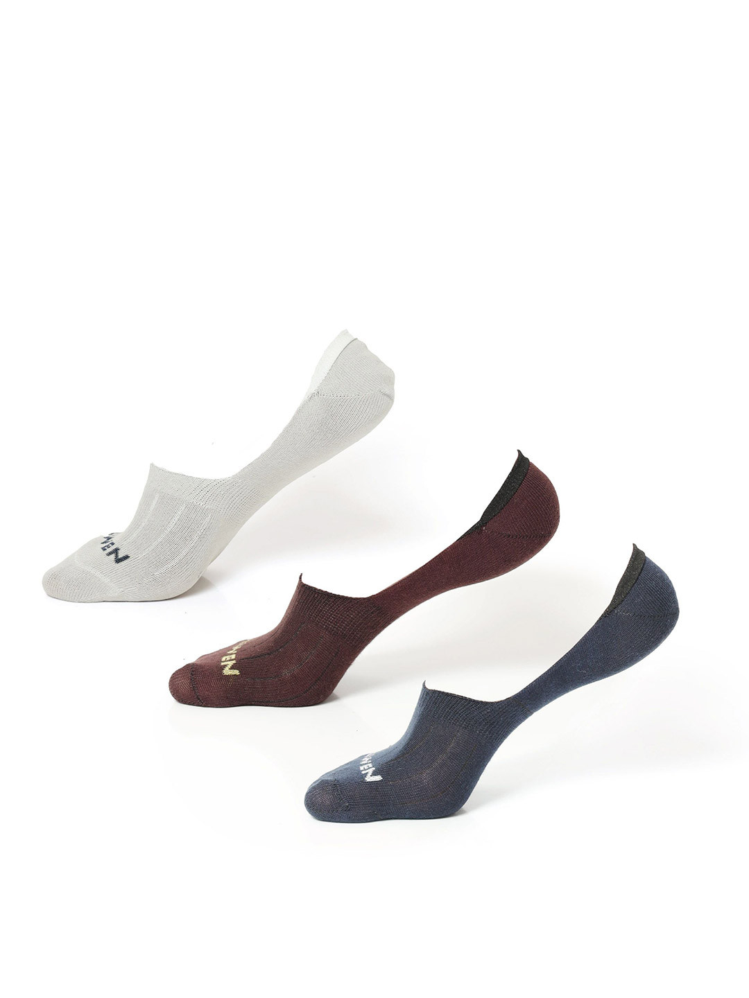 OLWEN Men Pack Of 3 Brand Name Printed Cotton Shoe liners Socks