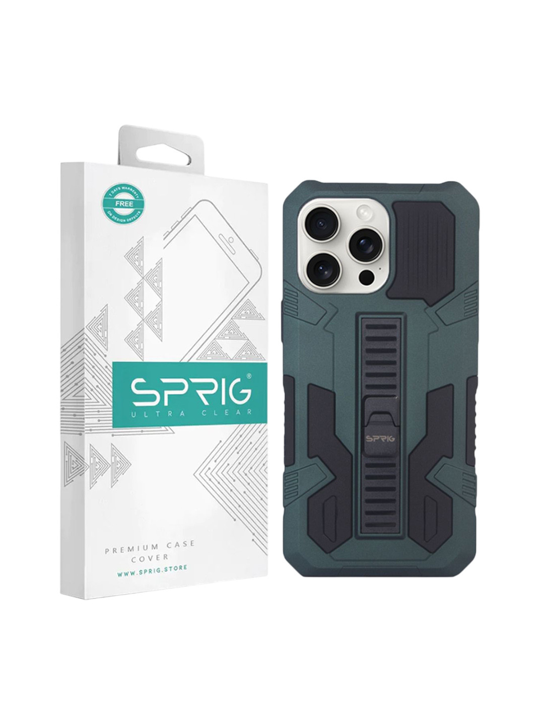 SPRIG iPhone 15 Pro Armor Case with Stand Back Cover