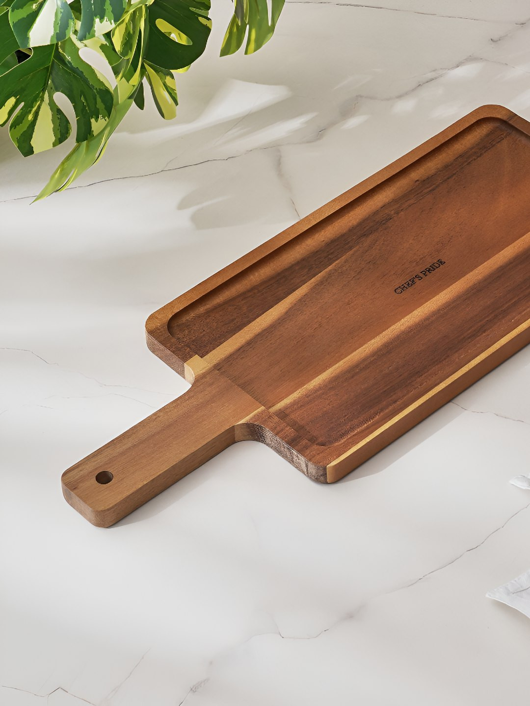 Home Centre Chef's Pride Jepson Brown & Beige Wooden Serving Tray