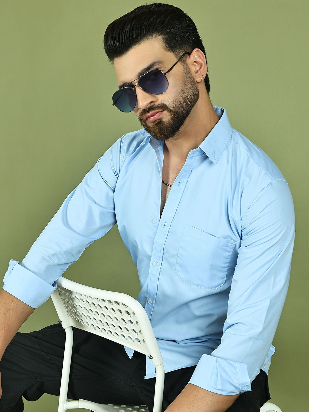 Indian Needle Classic Spread Collar Pure Cotton Pocket Shirt