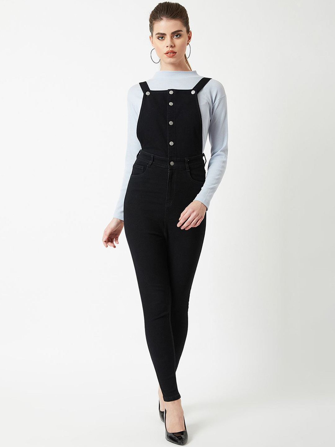 Chemistry jeans Women Cotton Dungaree With T-Shirt