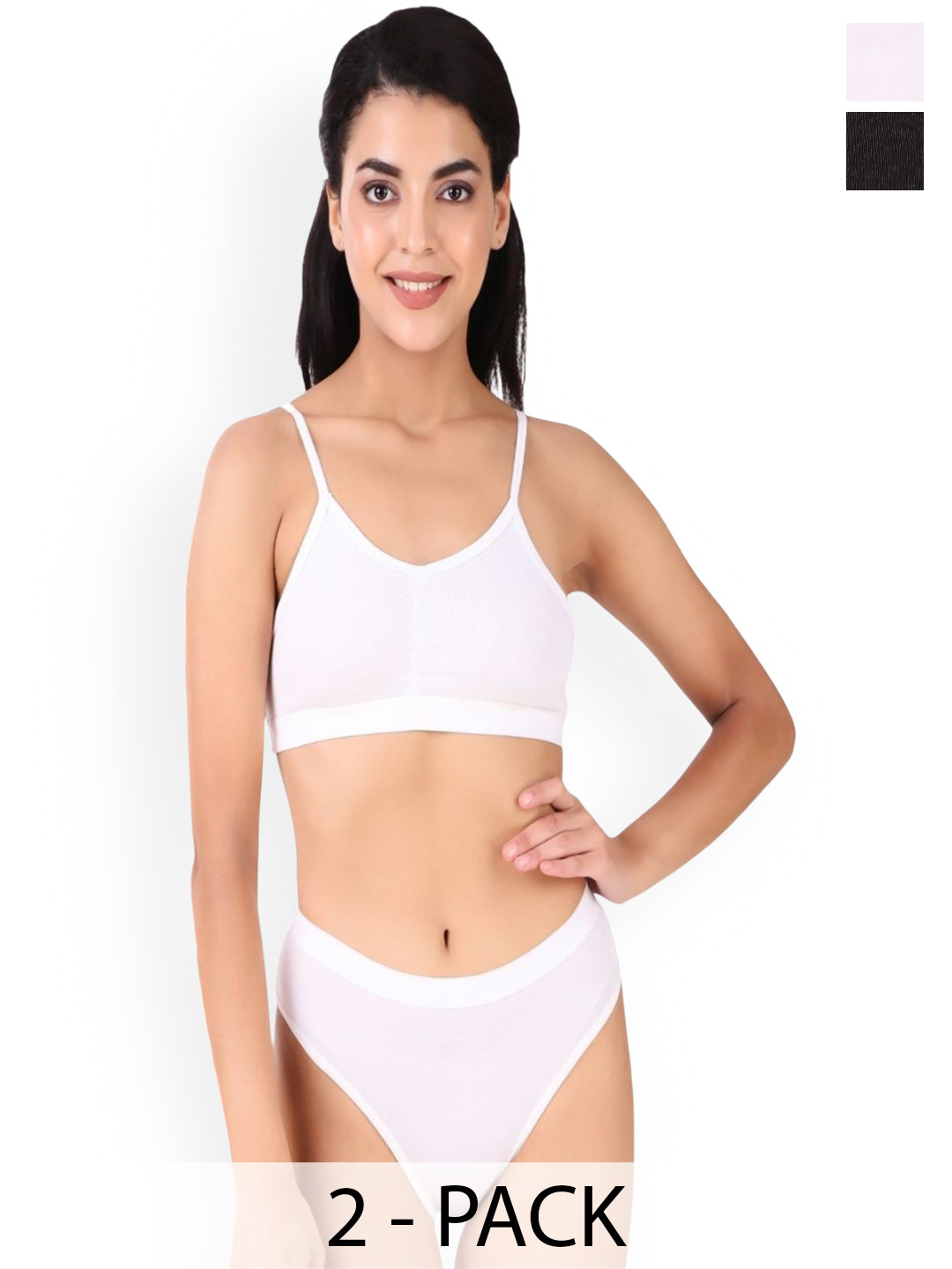 EMPISTO Pack Of 2 Non Padded Lingerie Set SRE-TINA-SET-BLACK-WHITE-30