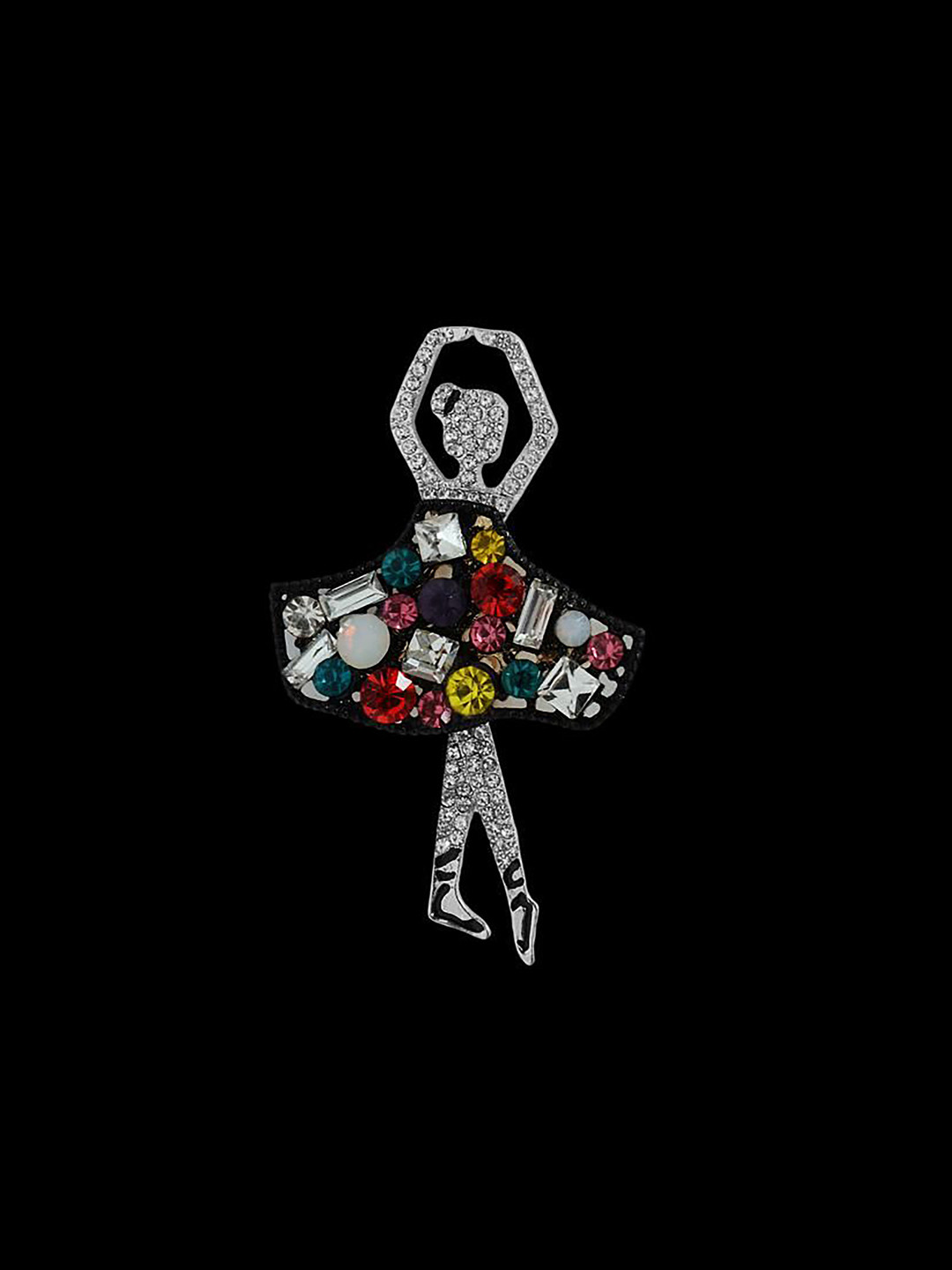 Curren Rimestone Studded Statement Ballerina Brooch