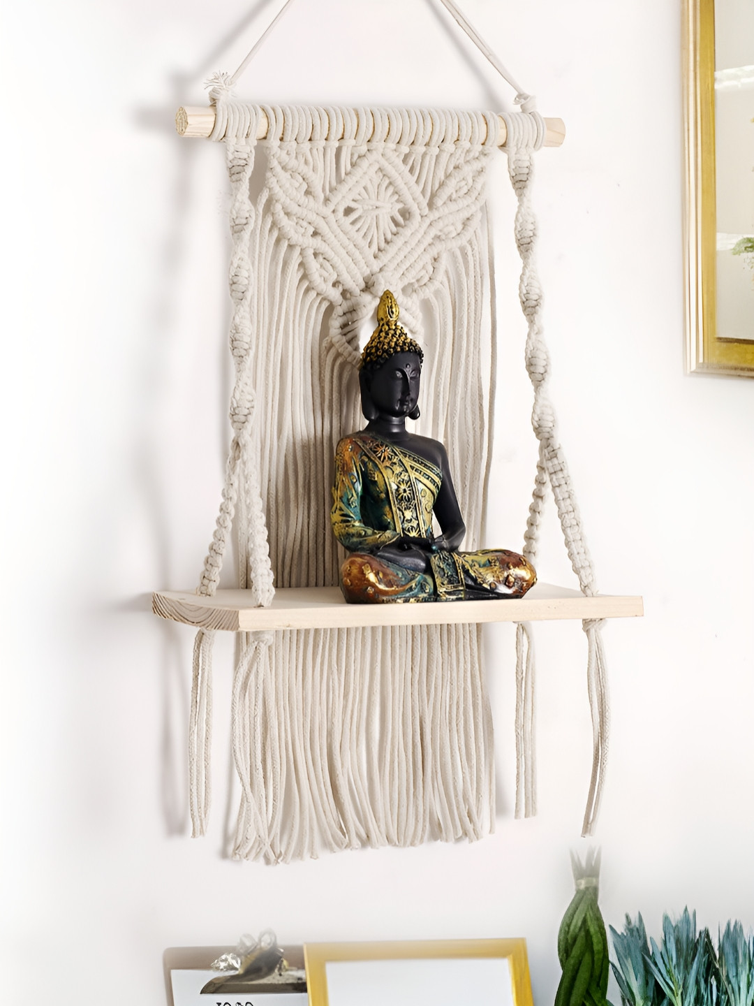 Decazone Macrame Wood Hanging Hall Wall Hangings-21.7In