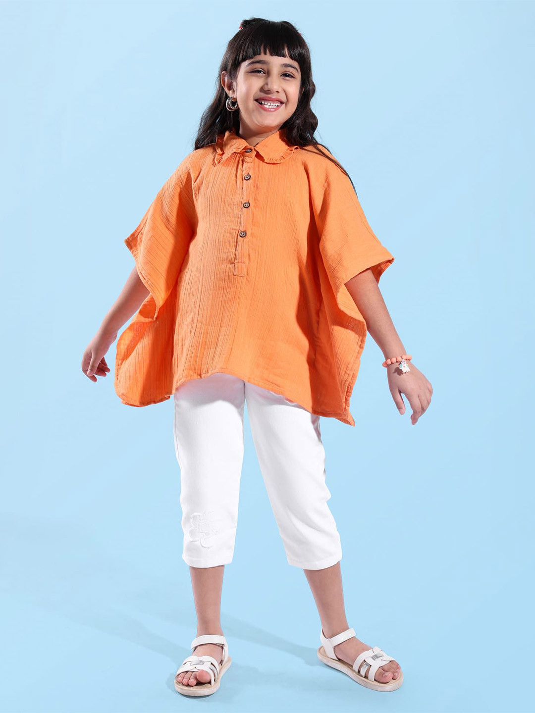 ARIAS By LARA DUTTA Girls Kimono Sleeve Cotton Kaftan Style Top