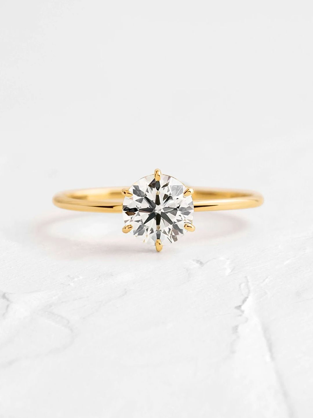 CAUER 925 Sterling Silver Gold-Plated Solitaire Design Cz-Studded Finger Ring