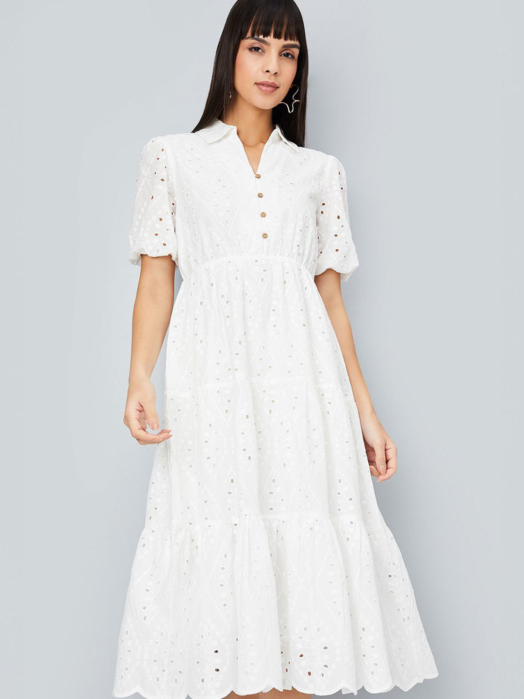 max A-Line Women Self Design Fit And Flare Midi Dress