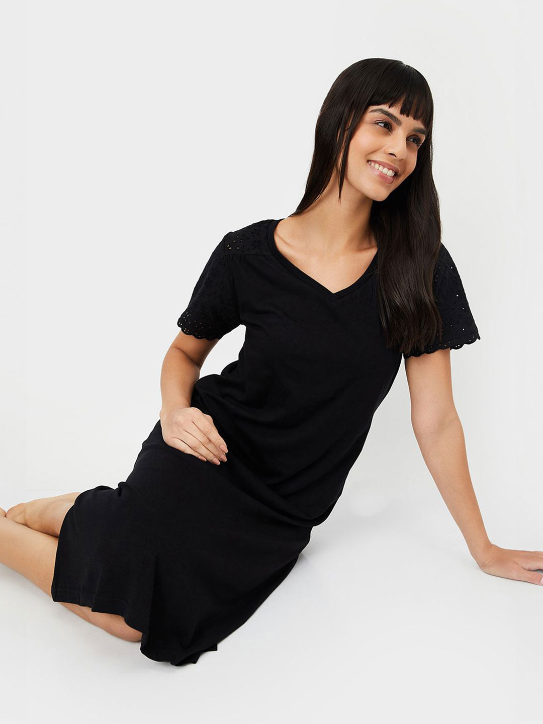 max V-Neck Cotton A-Line Midi Dress