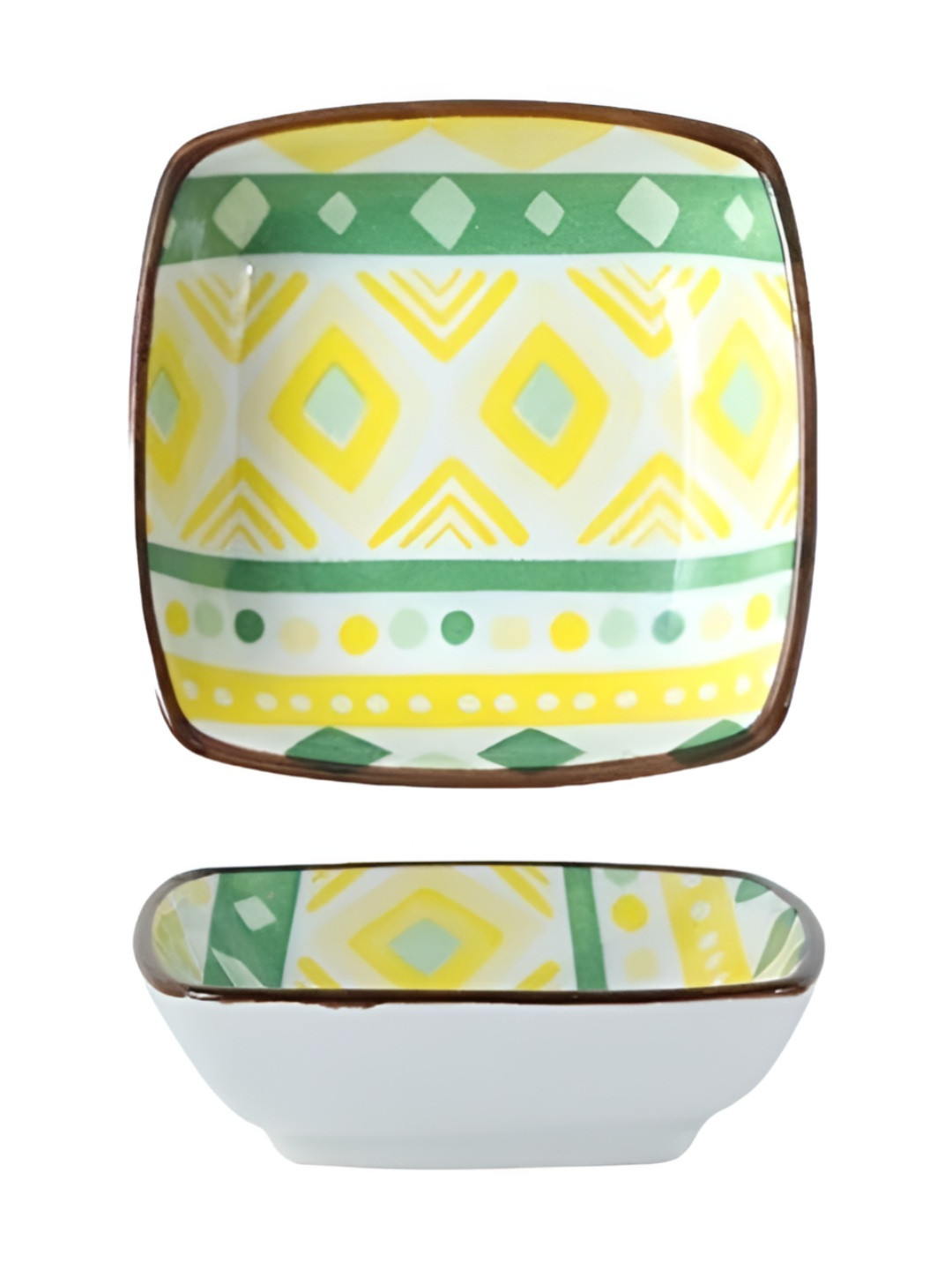 Femora Yellow & Green 2 Pieces Dishwasher & Microwave Safe Serving Bowls