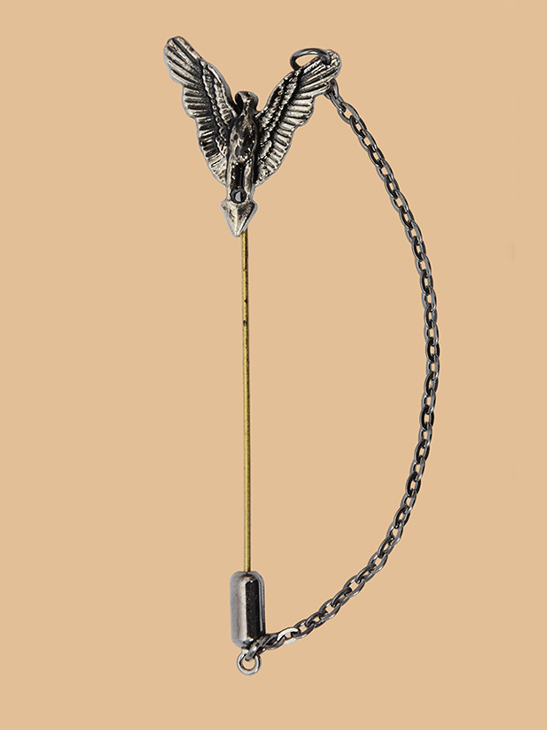 Curren Silver-Plated Fighter Eagle With Plug-In Brooch