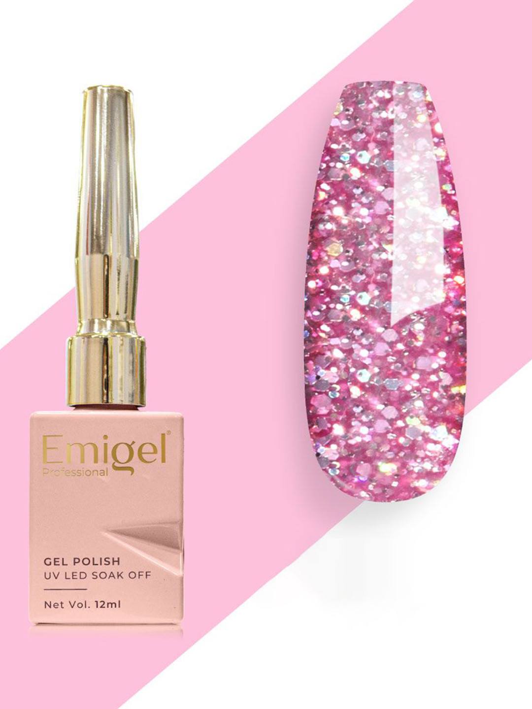 Emigel PROFESSIONAL UV LED Soak Off Gel Nail Polish - 12 ml - Lily Pink Glitter E022