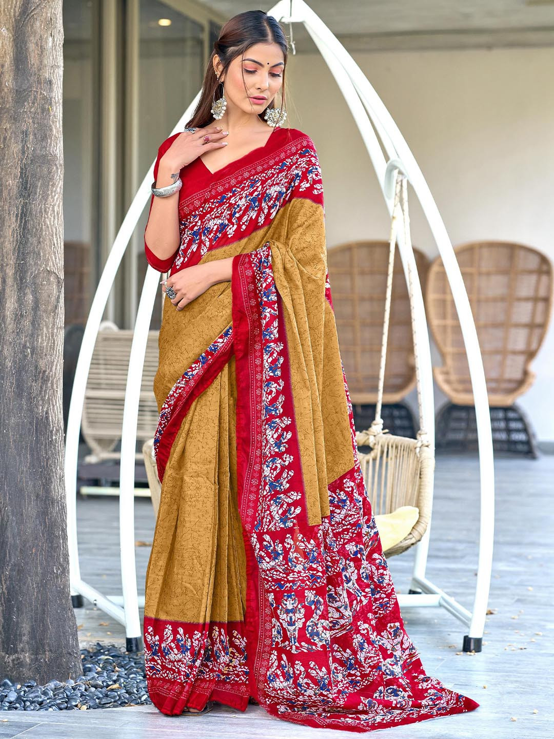 Panzora Batik Print Block Print Saree