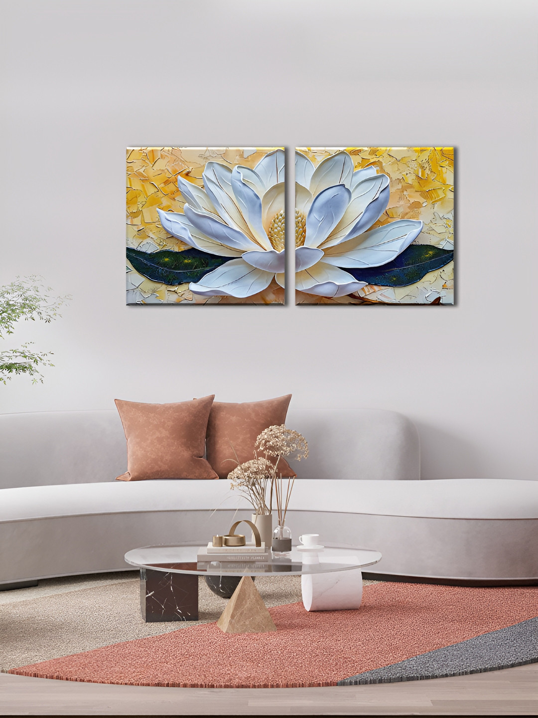 OLIVE TREE Canvas 2 Pcs Wall Square Paintings Wall Art -15x15In