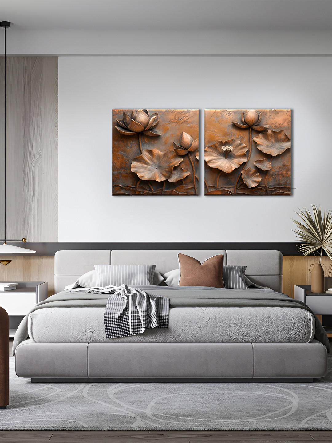 OLIVE TREE Canvas 2 Pcs Wall Square Paintings Wall Art -15x15In