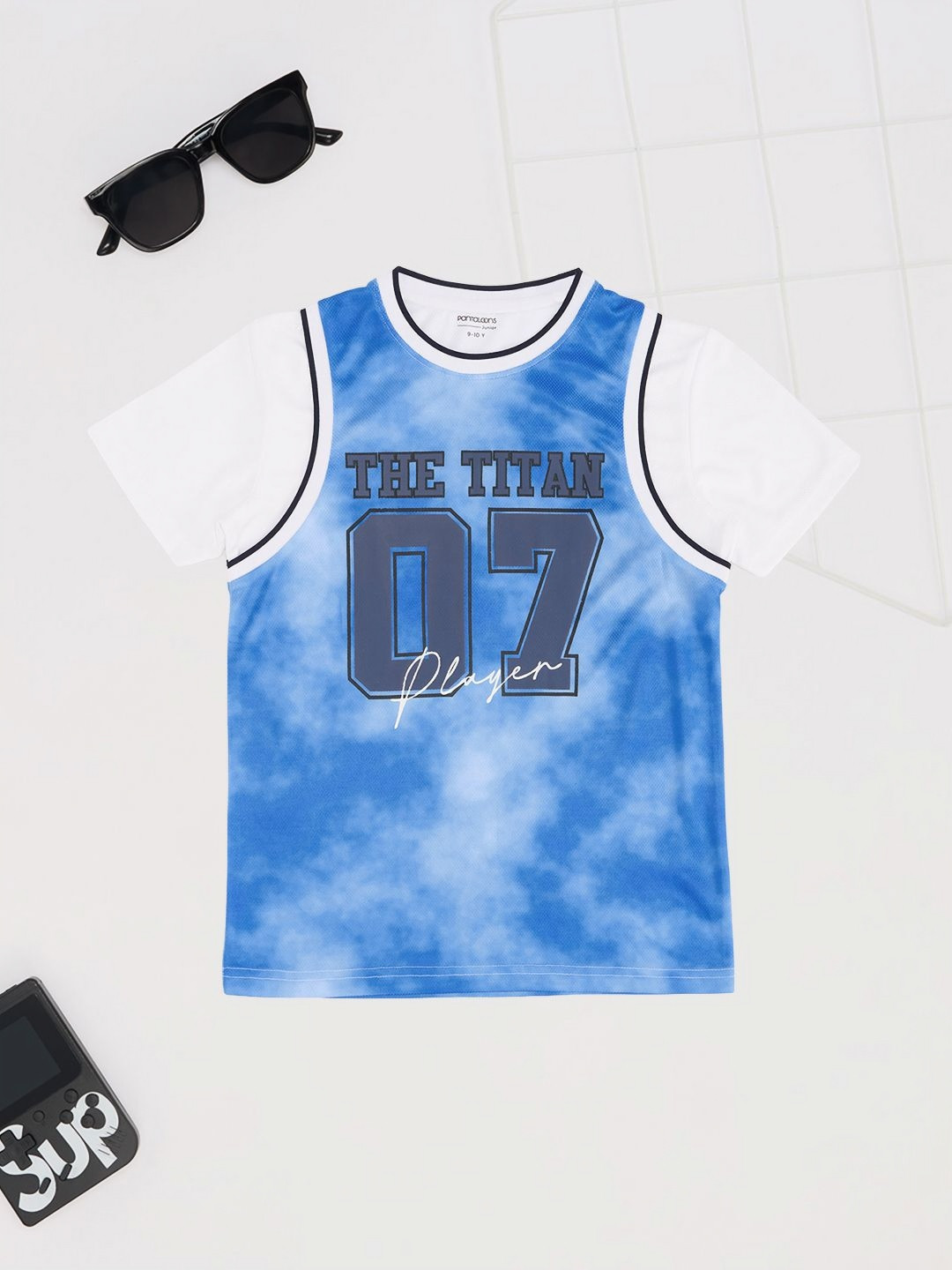 Pantaloons Junior Boys Colorblocked Round Neck Short Raglan Sleeves Printed T-shirt