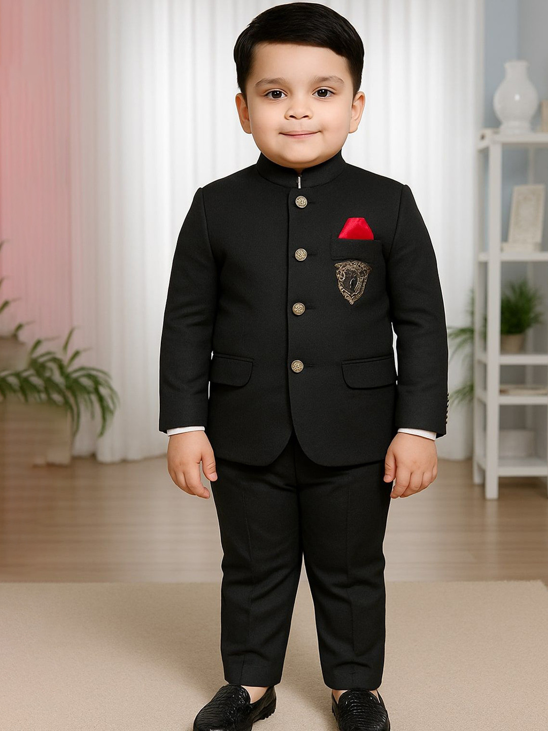 Seetoo Boys Slim-Fit Bandhgala Jodhpuri Two-Piece Party Suit
