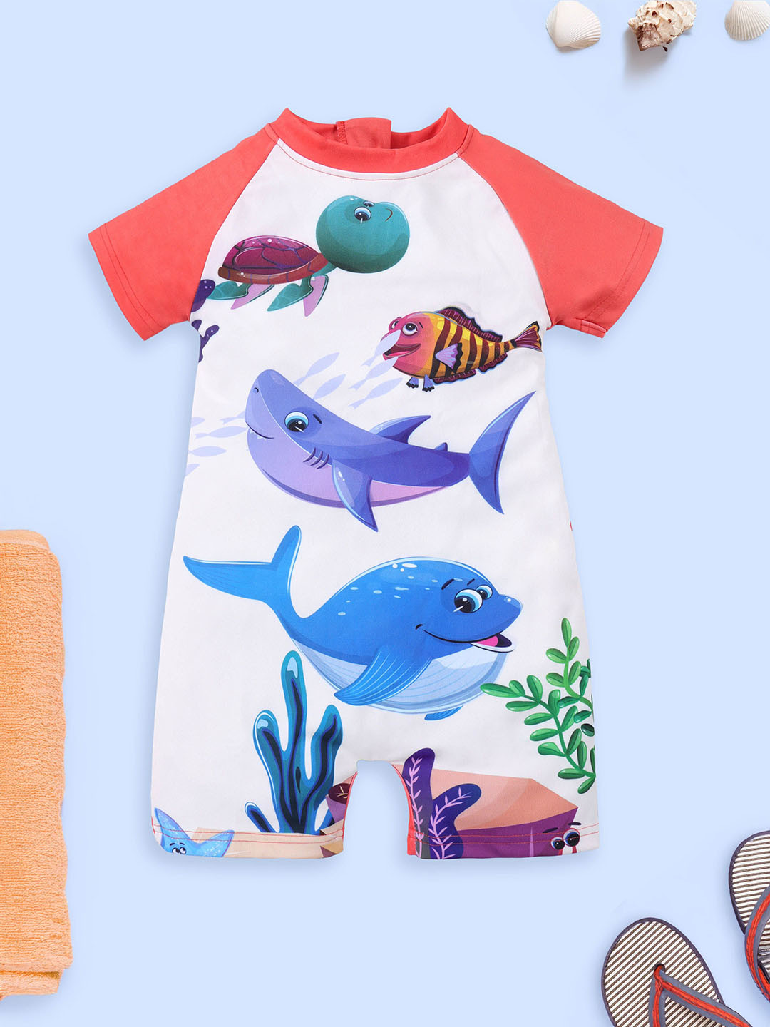 KiddoPanti Girls Shark Printed Swim Legsuit