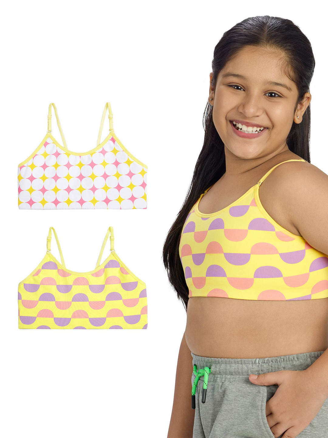 You Got Plan B Girls Pack Of 2 Geometric Full Coverage Bra