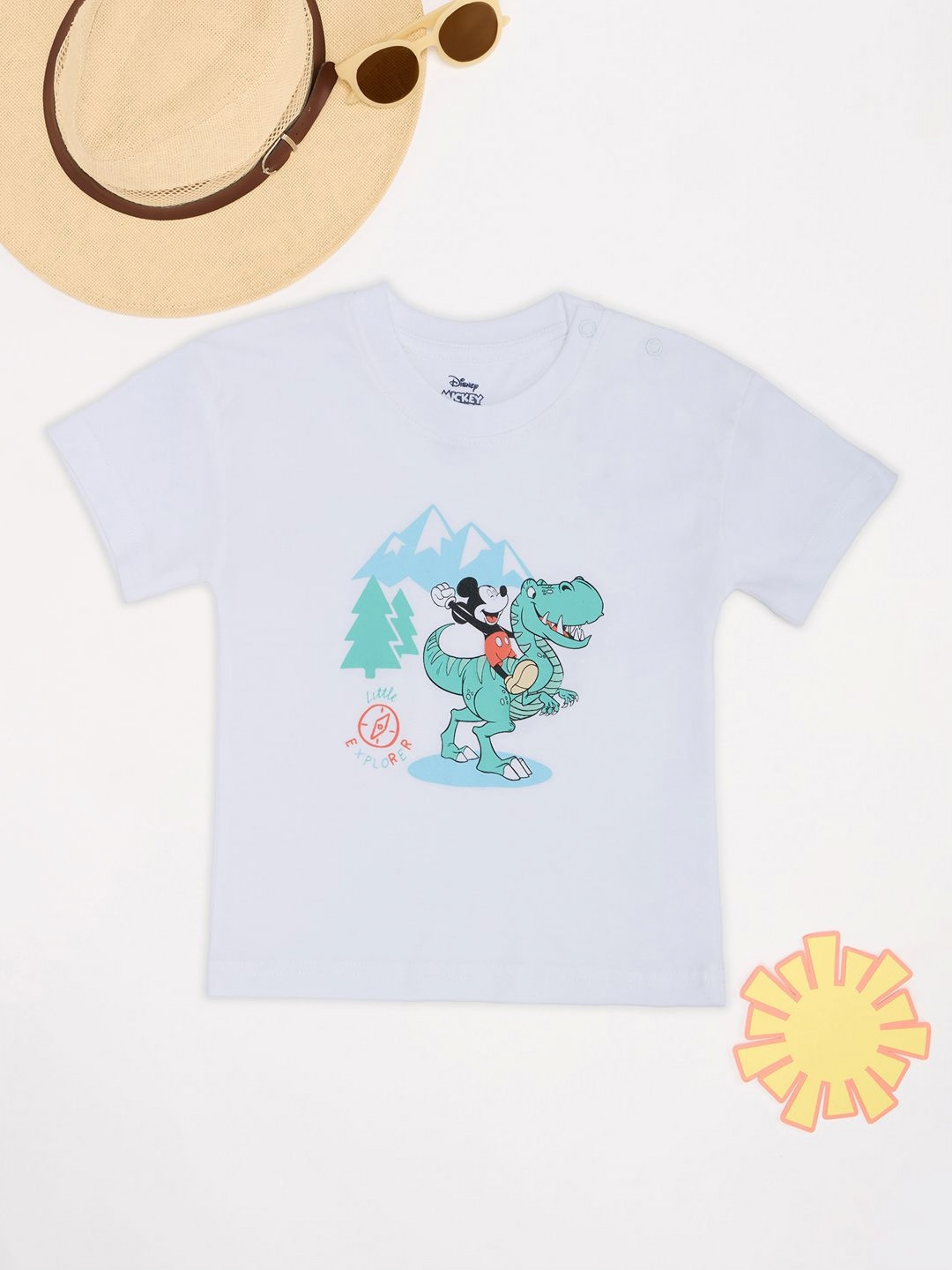 Pantaloons Baby Boys Mickey Mouse Graphic Printed Round Neck Cotton T-shirt