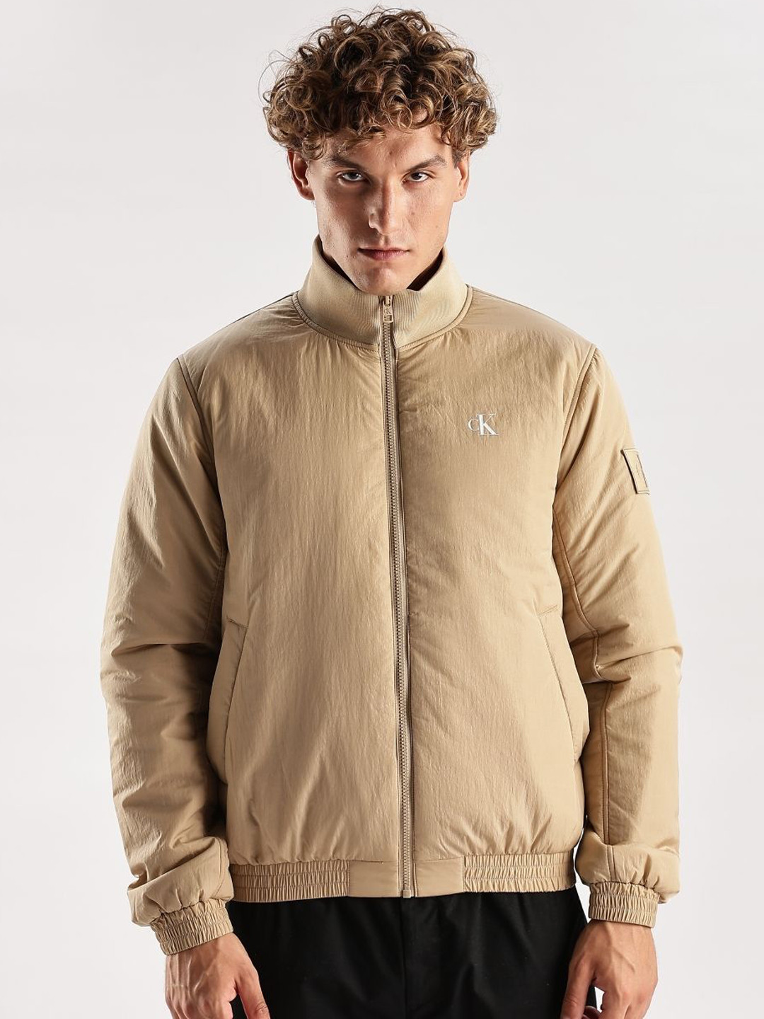 Calvin Klein Jeans Open Front Stand Collar Jacket