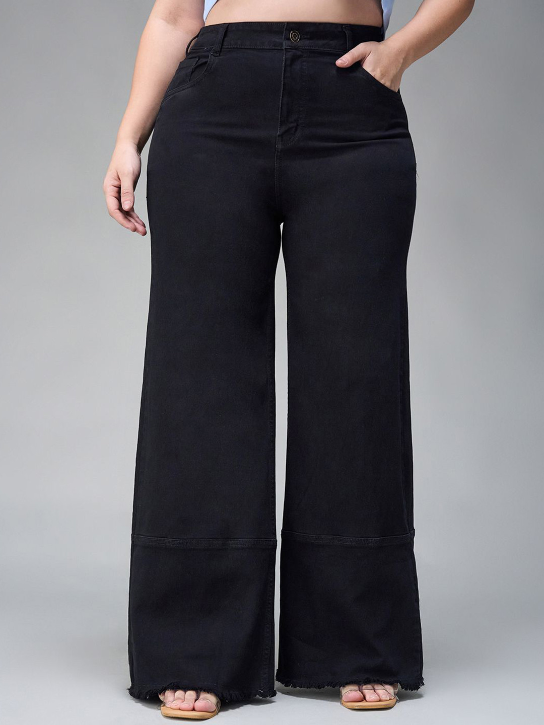 Miss Chase A+ Women Plus Size Delta to Desert Wide Leg High-Rise Heavy Fade Stretchable Jeans
