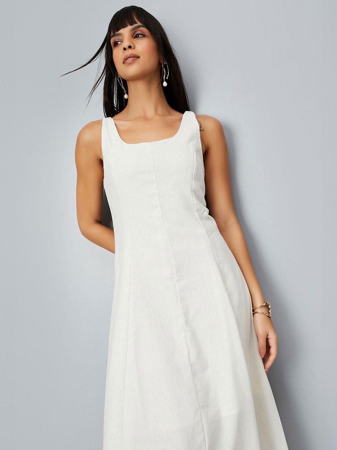 max Square Neck A-Line Midi Dress