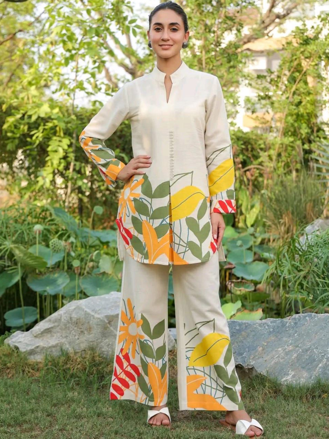 Aasira Printed Pure Cotton Tunic & Trouser Co-Ord Set