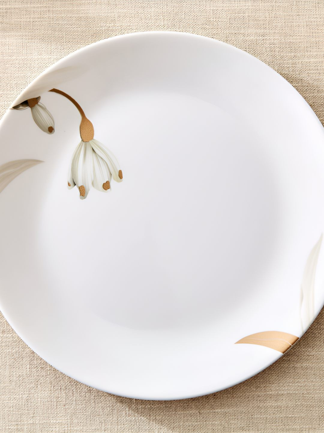 Home Centre Meadows Opulence White & Brown 2 Pieces Printed Easy to Clean Plates