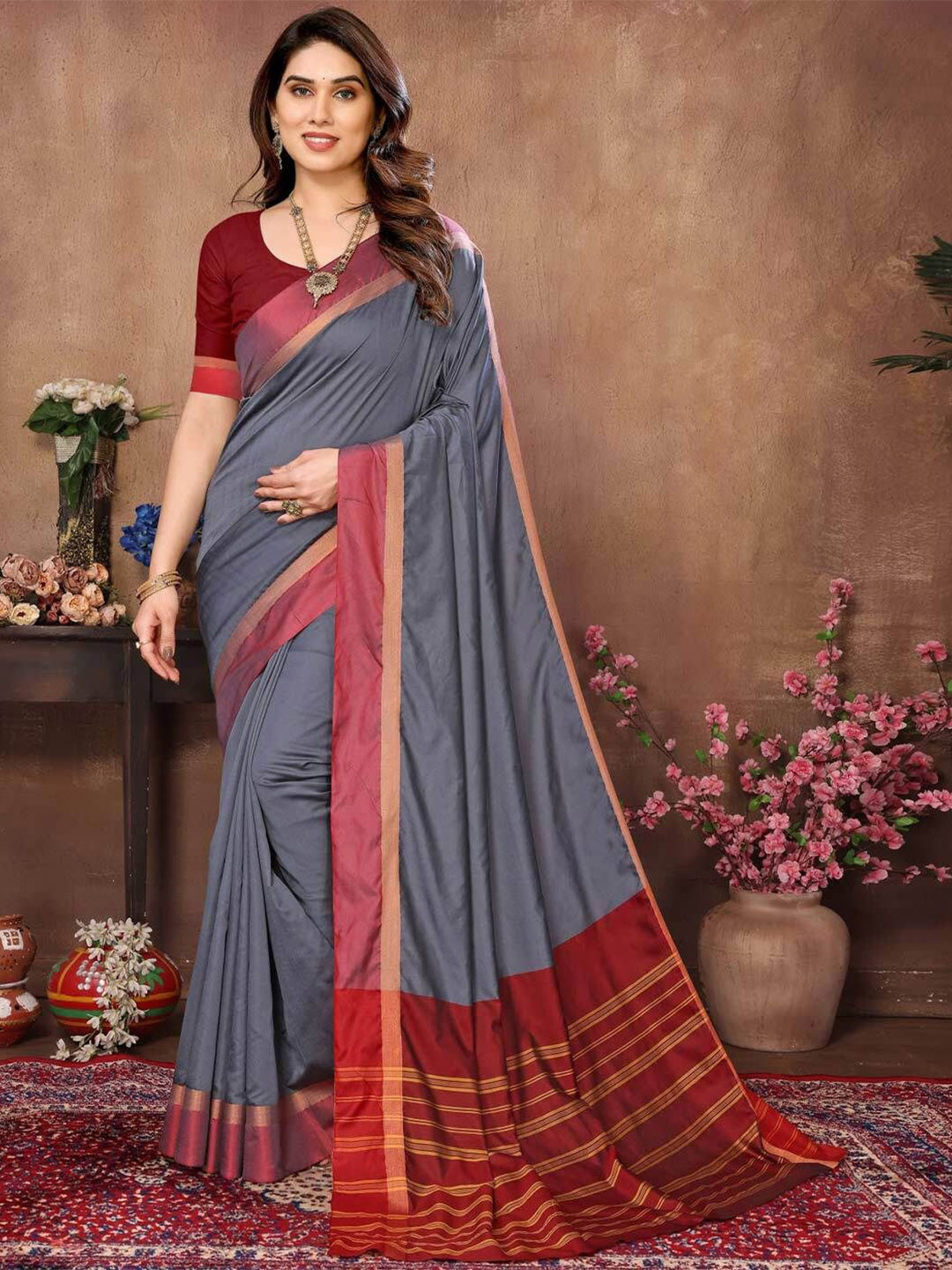IndianRang Colourblocked Zari Festive Saree