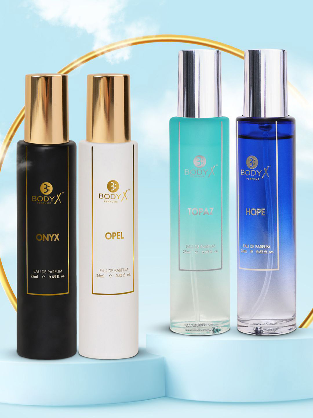 BODYX Set Of 4 Onyx Opel Hope & Topaz Long Lasting Eau De Parfum - 25 ml Each