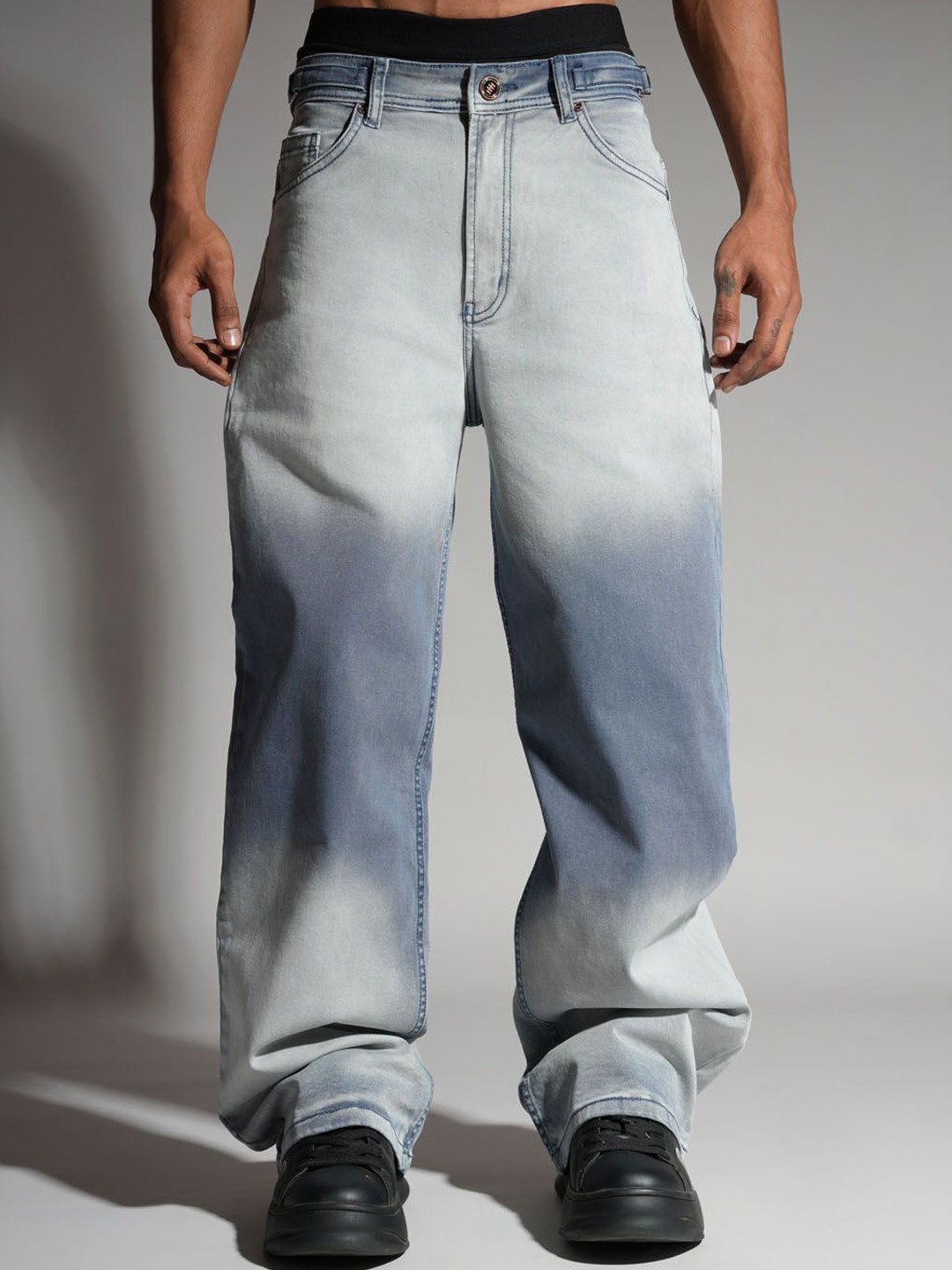HOP HEAD Men Mid-Rise Baggy Heavy Fade Stretchable Jeans