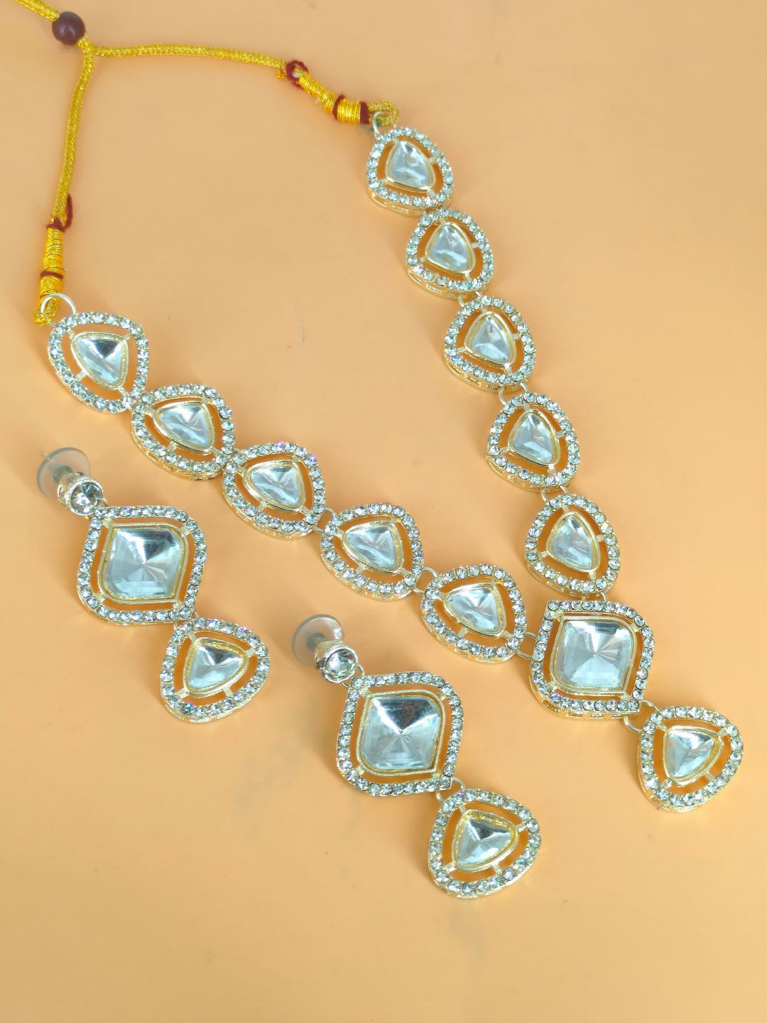 HS FATIO Stone-Studded & Beaded Jewellery Set