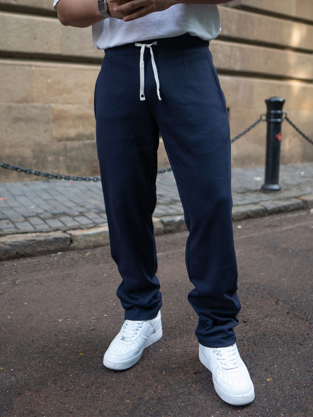 Powerlook Men Navy Mid-Rise Pure Cotton Regular Fit Track Pants