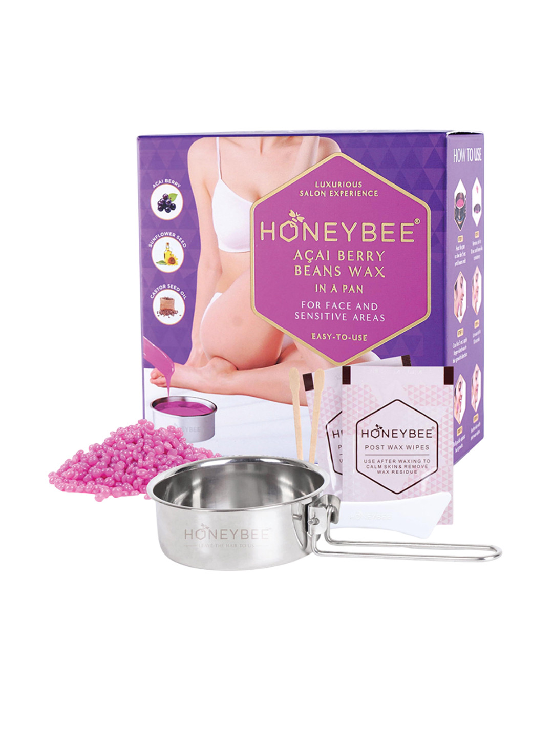 Honeybee Acai Berry Beans/Beads Katori Wax For Face & Sensitive Areas - 80 g