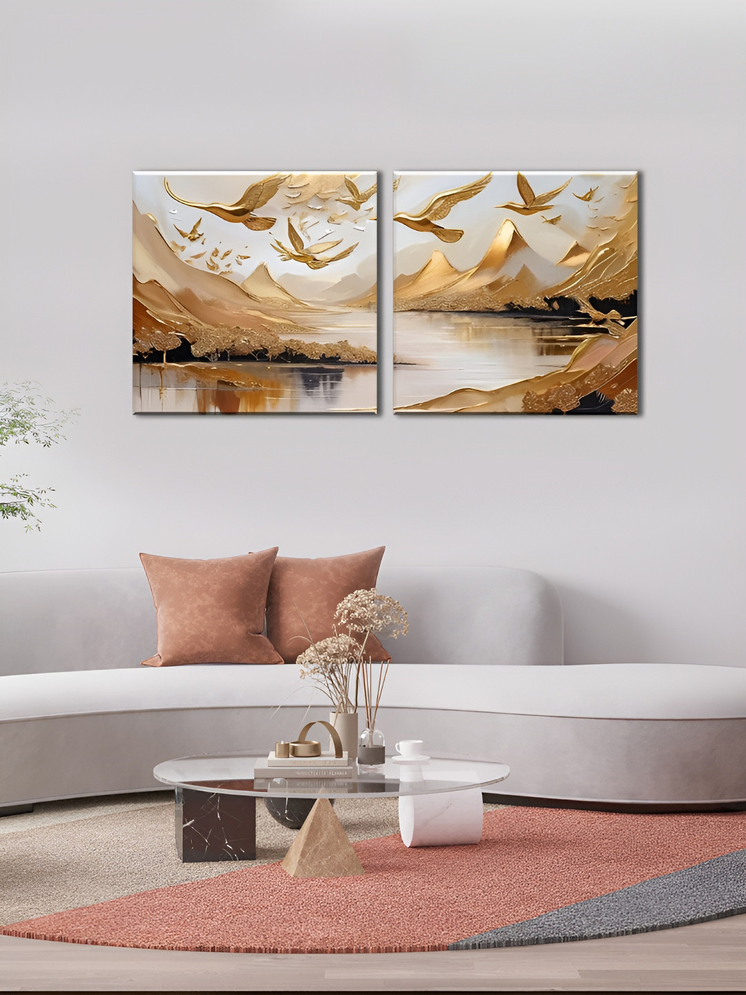 OLIVE TREE Canvas 2 Piece Square Paintings Wall Art-15 x 15In