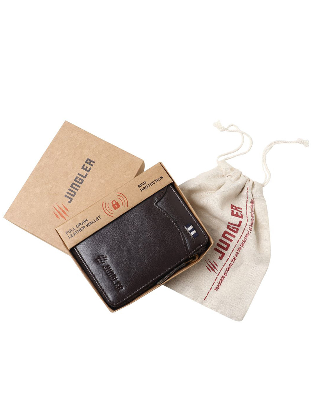 JUNGLER Men Leather Zip Around Wallet