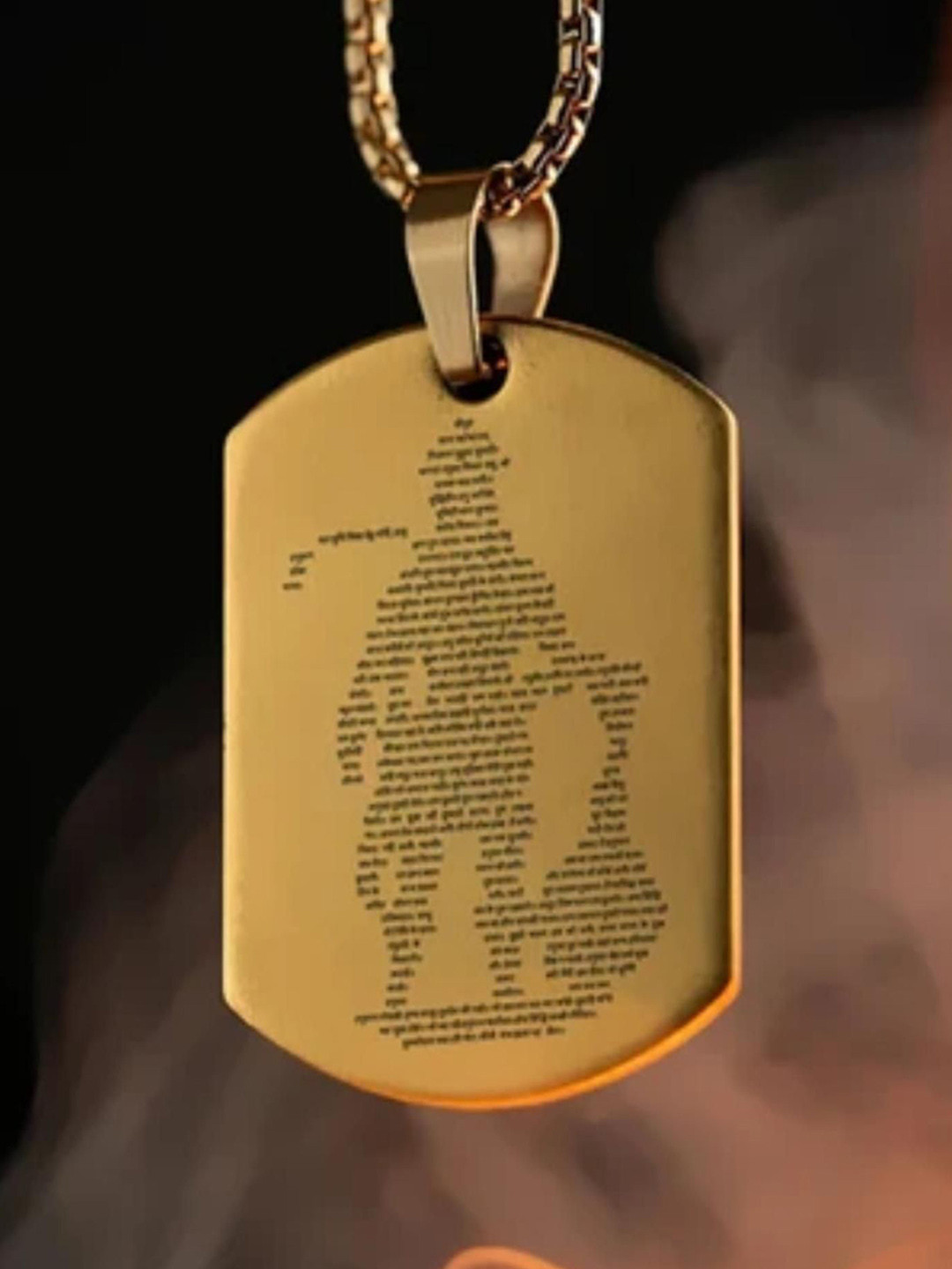 RSPR Gold-Plated Stainless Steel Hanuman Chalisha Pendant With Chain