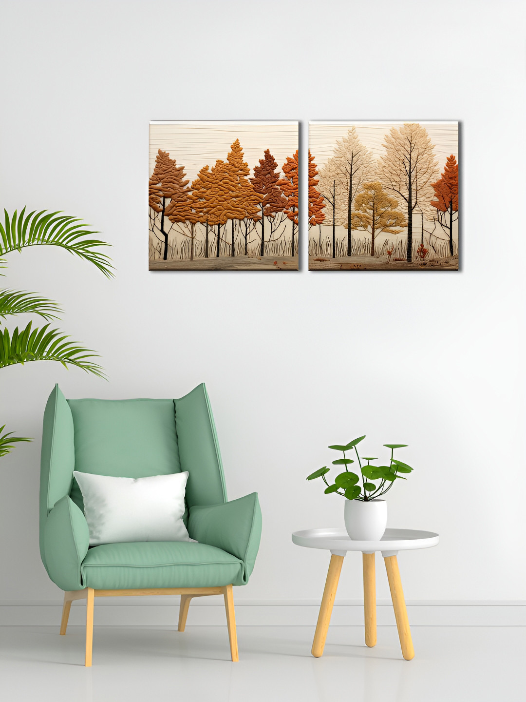 OLIVE TREE Canvas 2 Pcs Wall Square Paintings Wall Art - 15x15In